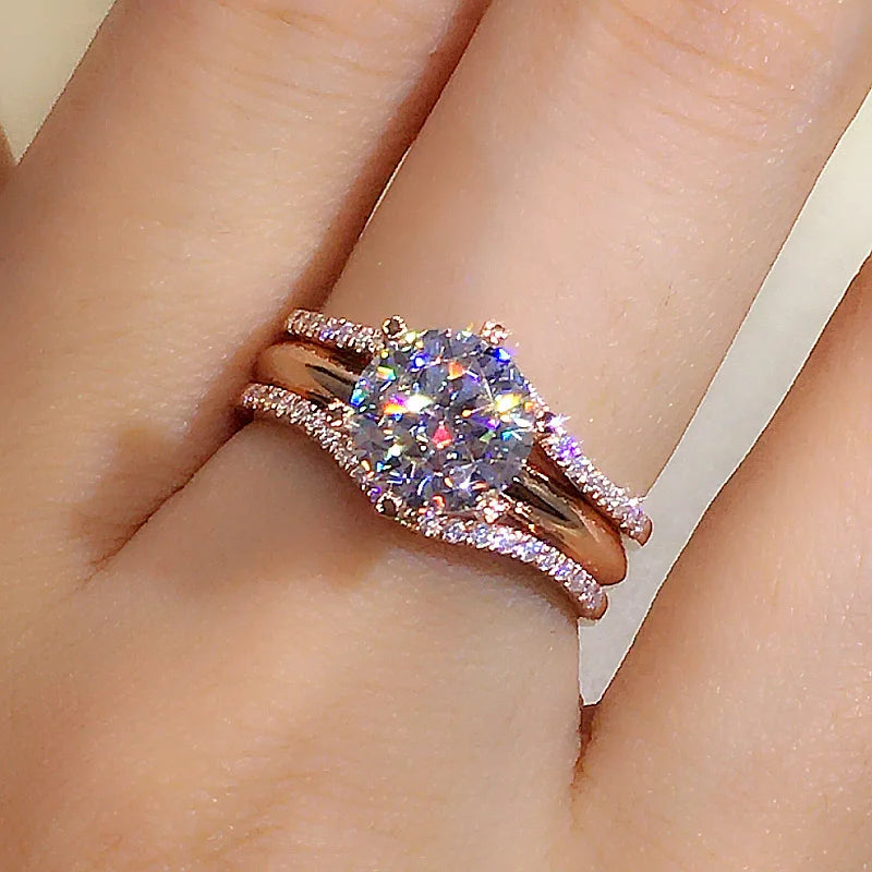 Bague Or Rose diamanté