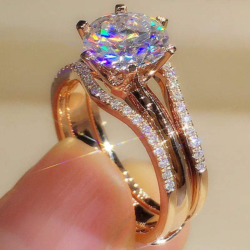 Bague Or Rose diamanté