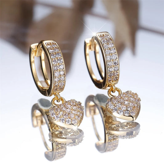 Boucles d'Oreilles "Love Heart OR diamanté " – Élégance Cristal