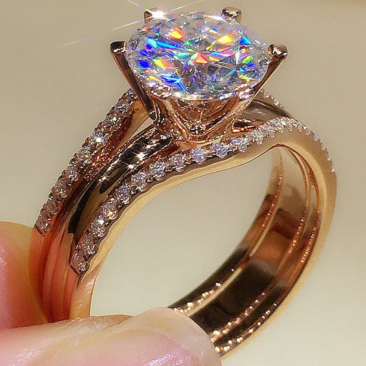Bague Or Rose diamanté